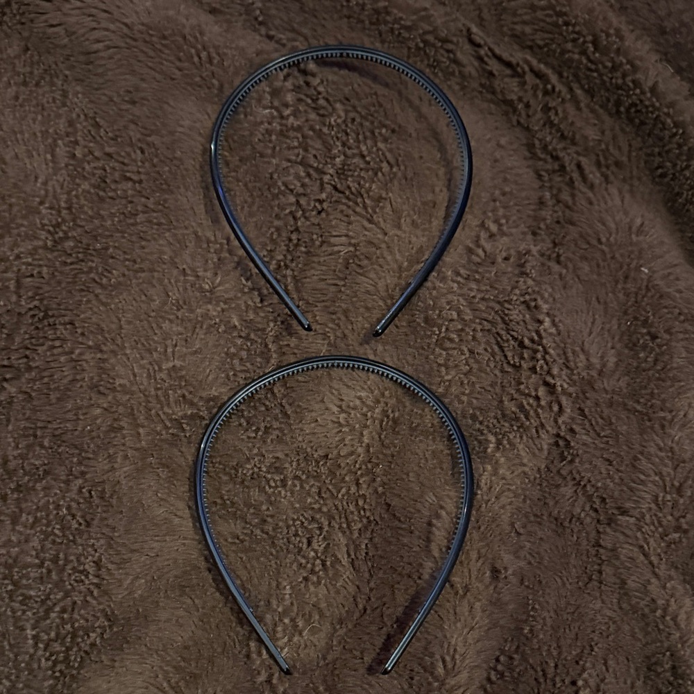 Simple Black Plastic Headbands - Set of 2